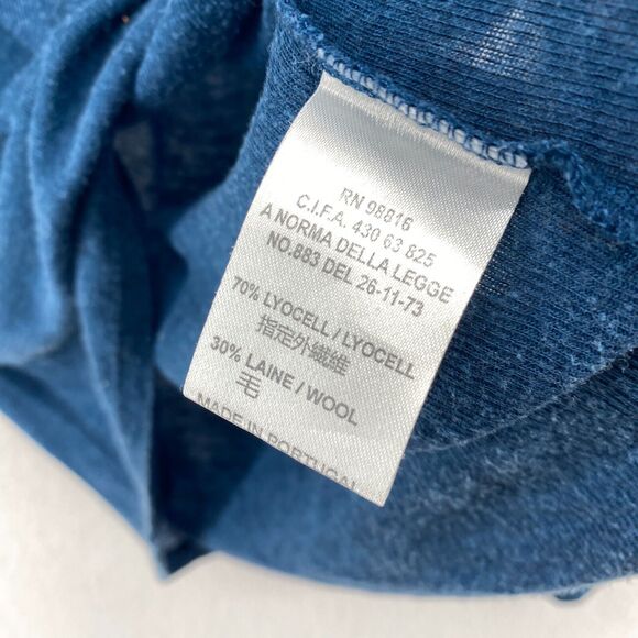 ACOTE Top Womens 1 M Lyocell Wool Ribbed Jersey Scoop Neck Long Sleeve Blue - Picture 8 of 12